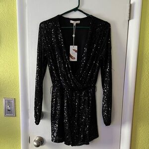 Chelsea & Violet Black Sequin Romper